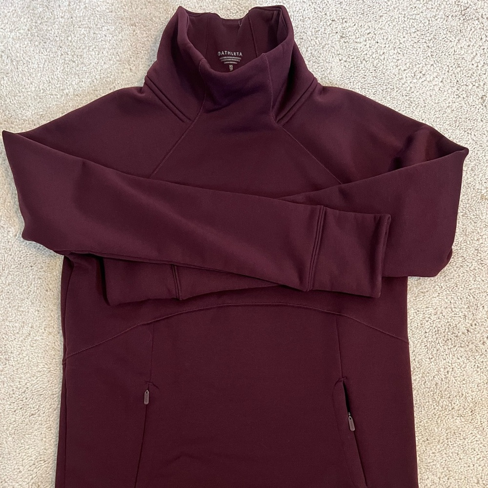 Athleta Maroon High-Collar Sweatshirt